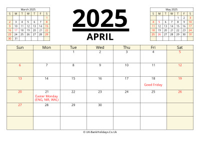 April 2025 Printable Calendar