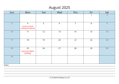 2025 December Calendar with Notes