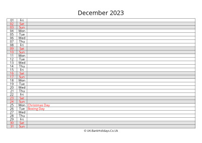 december 2023 monthly uk calendar free