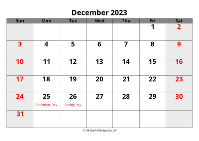 december 2023 word uk calendar