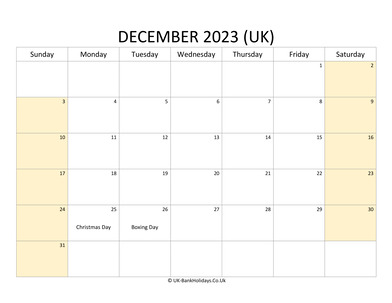 editable december 2023 uk calendar