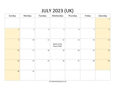 Editable July 2023 Calendar