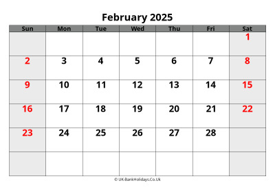 February 2025 Word Calendar