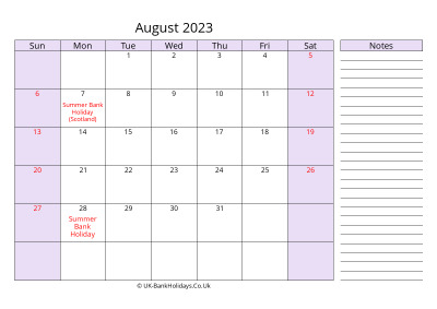 free printable august 2023 uk calendar