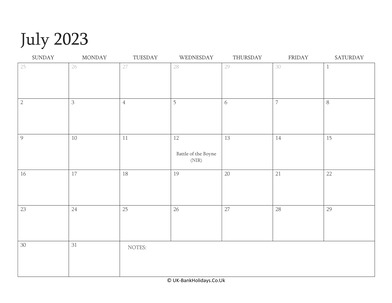 july 2023 editable uk calendar with holidays