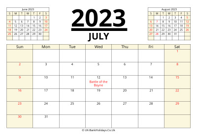 july 2023 printable uk calendar
