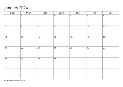 left title january calendar 2024 uk landscape sunday