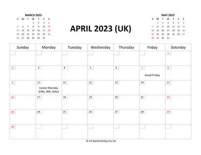 April Calendar 2023