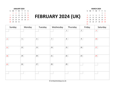 February Calendar 2024