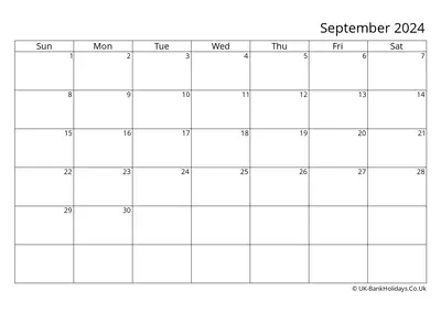 right title september calendar 2024 uk landscape sunday
